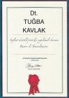 Dt. Tuğba Kavlak Diş Hekimi sertifikası