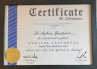 Dr. Ayhan Yardımcı Medikal Estetik Tıp Doktoru sertifikası