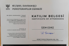 Psk. İzem Cehiz Psikoloji sertifikası