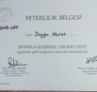Uzm. Dr. Duygu Murat Çocuk ve Ergen Psikiyatristi sertifikası