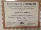 Op. Dr. Diclehan Ali Dicle Göz Hastalıkları sertifikası