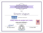 Dil ve Konuşma Terapisti Sinem Uygun Dil Konuşma Bozuklukları sertifikası