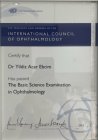 Op. Dr. Yıldız Acar Ebcim Göz Hastalıkları sertifikası