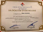 Dr. Öğr. Üyesi Ahmet ALYANAK Genel Cerrahi sertifikası