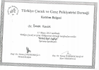 Uzm. Dr. Önder Küçük Çocuk ve Ergen Psikiyatristi sertifikası