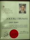 Op. Dr. Levent Özçakır Üroloji sertifikası