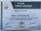 Prof. Dr. Ahmet Ziya Balta Genel Cerrahi sertifikası