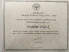 Doç. Dr. İbrahim Sakçak Genel Cerrahi sertifikası