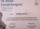 Op. Dr. Tahir Atun Genel Cerrahi sertifikası