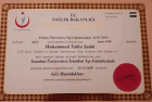 Op. Dr. Muhammed Talha Sadık Göz Hastalıkları sertifikası