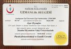 Dr. Öğr. Üyesi Azer Zeynalova Plastik Rekonstrüktif ve Estetik Cerrahi sertifikası