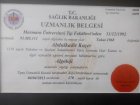 Prof. Dr. Abdulkadir Koçer Nöroloji (Beyin ve Sinir Hastalıkları) sertifikası