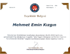 Klinik Psikolog  Mehmet Emin Kızgın Psikoloji sertifikası