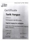Prof. Dr. Tarık Yonguç Üroloji sertifikası