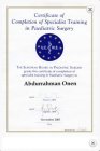 Prof. Dr. Abdurrahman Önen Çocuk Cerrahisi sertifikası