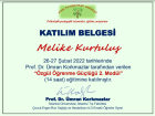 Psk. Dan. Melike Kurtuluş Psikolojik Danışman sertifikası