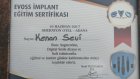 Dt. Kenan Sevi Diş Hekimi sertifikası