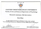 Klinik Psikolog  Esra Obuz Klinik Psikolog sertifikası
