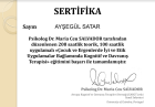 Uzm. Dr. Ayşegül Satar Çocuk ve Ergen Psikiyatristi sertifikası