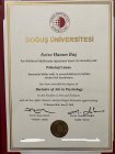 Uzm. Psk. Azize Hanım Baş Klinik Psikolog sertifikası