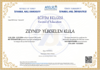 Psk. Zeynep Yükselen Kula Psikoloji sertifikası