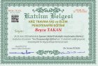 Psk. Beyza Takan Psikoloji sertifikası