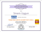 Dil ve Konuşma Terapisti Sinem Uygun Dil Konuşma Bozuklukları sertifikası