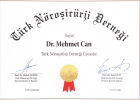Uzm. Dr. Mehmet Can Beyin ve Sinir Cerrahisi sertifikası