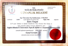 Doç. Dr. Emre Turgut Genel Cerrahi sertifikası