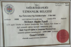 Op. Dr. Mehmet Akgün Tepeli Genel Cerrahi sertifikası