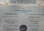 Dt. Yunus Emre Kılıç Diş Hekimi sertifikası