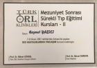 Prof. Dr. Haşmet Yazıcı Kulak Burun Boğaz hastalıkları - KBB sertifikası