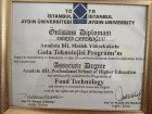 Dyt. Derya Güzel Diyetisyen sertifikası
