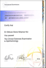 Op. Dr. Gökçen Deniz Gülpınar İkiz Göz Hastalıkları sertifikası