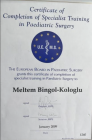 Prof. Dr. Meltem Koloğlu Çocuk Cerrahisi sertifikası