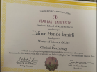 Uzm. Kl. Psk. Halime Hande İzmirli Psikoloji sertifikası