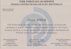 Uzm. Psk. Emine Bektaş Psikoloji sertifikası