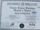 Uzm. Psk. Melek Sarıçiçek Psikoloji sertifikası
