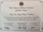 Prof. Dr. Servet Rüştü Karahan Genel Cerrahi sertifikası