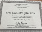 Uzm. Dr. Günsel Gülşen Psikiyatri sertifikası