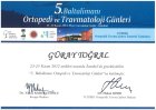 Doç. Dr. Güray Toğral Ortopedi ve Travmatoloji sertifikası