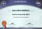 Op. Dr. Saida Mammadli Kadın Hastalıkları ve Doğum sertifikası