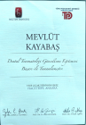 Uzm. Dt. Mevlüt Kayabaşı Diş Hekimi sertifikası