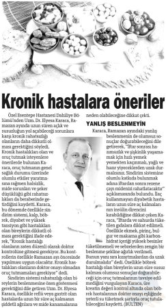 Kronik hastalıkları olanlara ramazan önerilerim